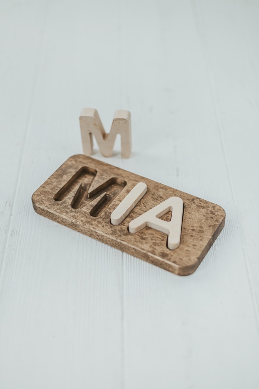Wooden custom / personalized name puzzle by Woodniout Montessori toys