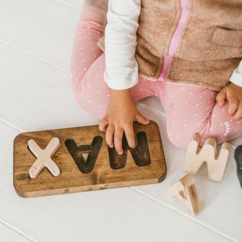 Wooden custom / personalized name puzzle by Woodniout Montessori toys