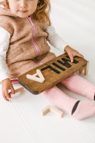 Wooden custom / personalized name puzzle by Woodniout Montessori toys