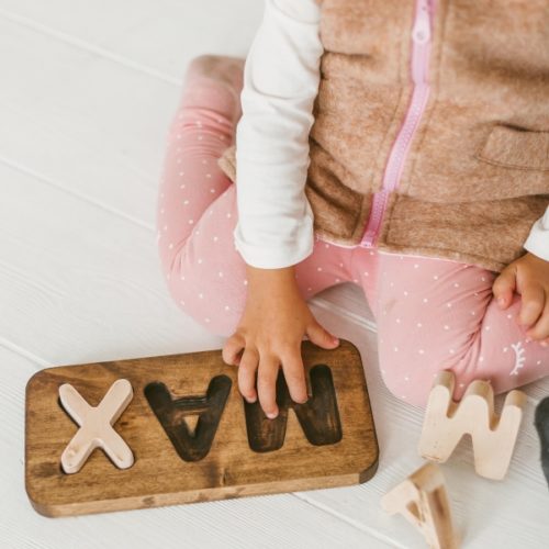 Wooden custom / personalized name puzzle by Woodniout Montessori toys