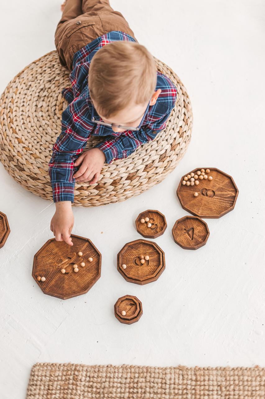 10 sorting and counting plates by Woodinout wooden toys