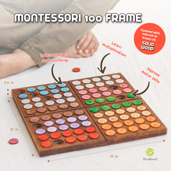 Montessori matematikmaterial 100 ram av Woodinout