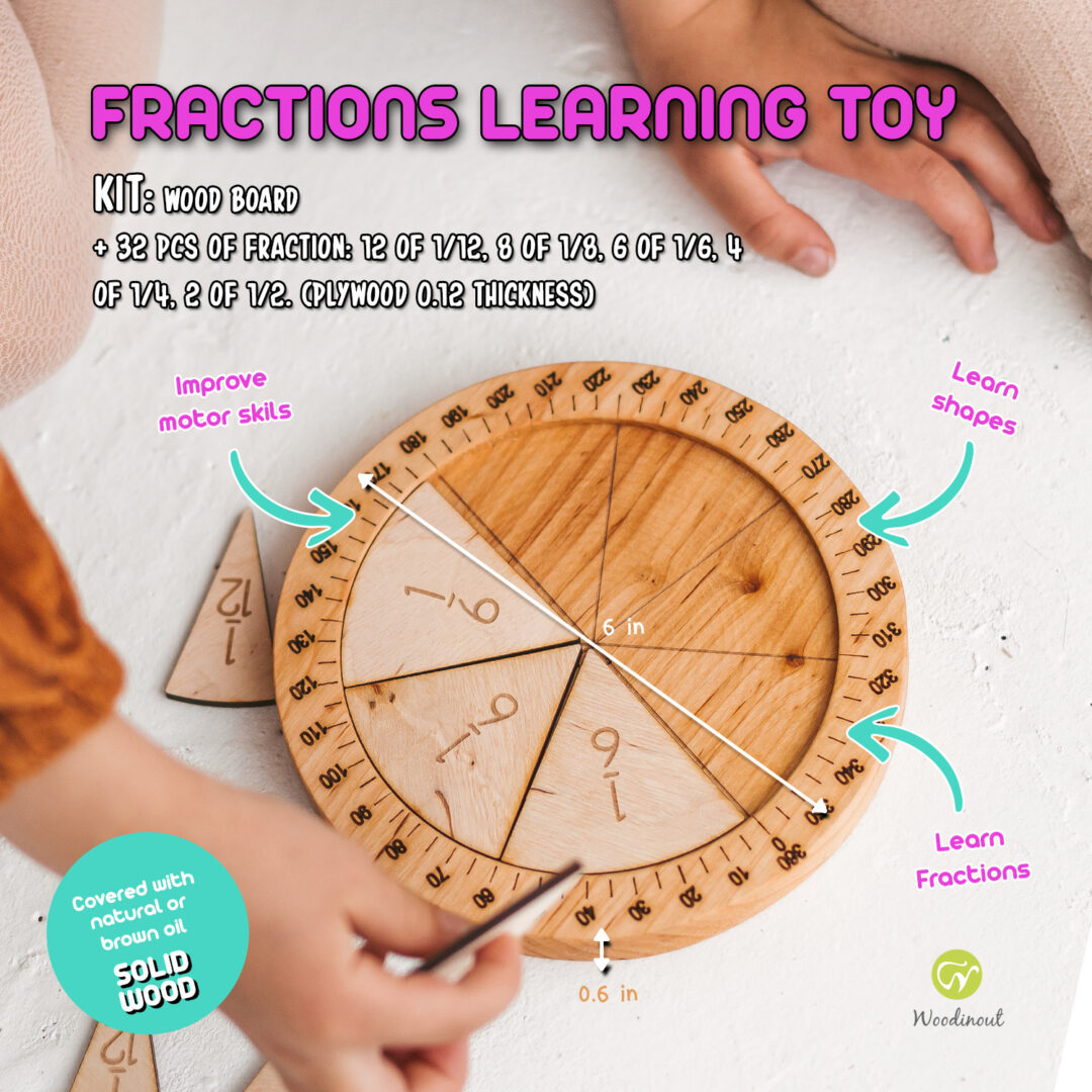 Fractions learning toy by Woodinout Montessori toys