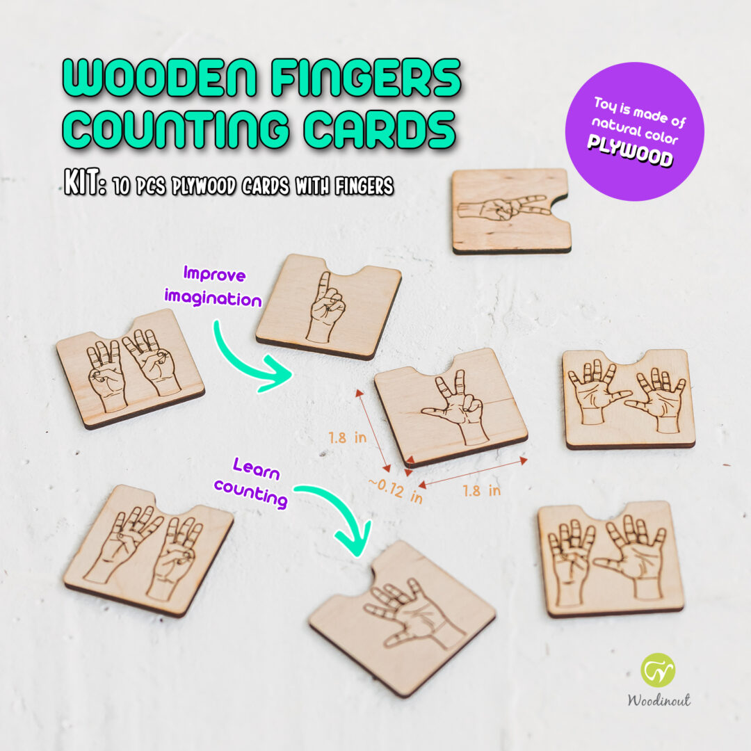 Fingers - Wooden number blocks by Woodinout , Wooden Montessori toys shop