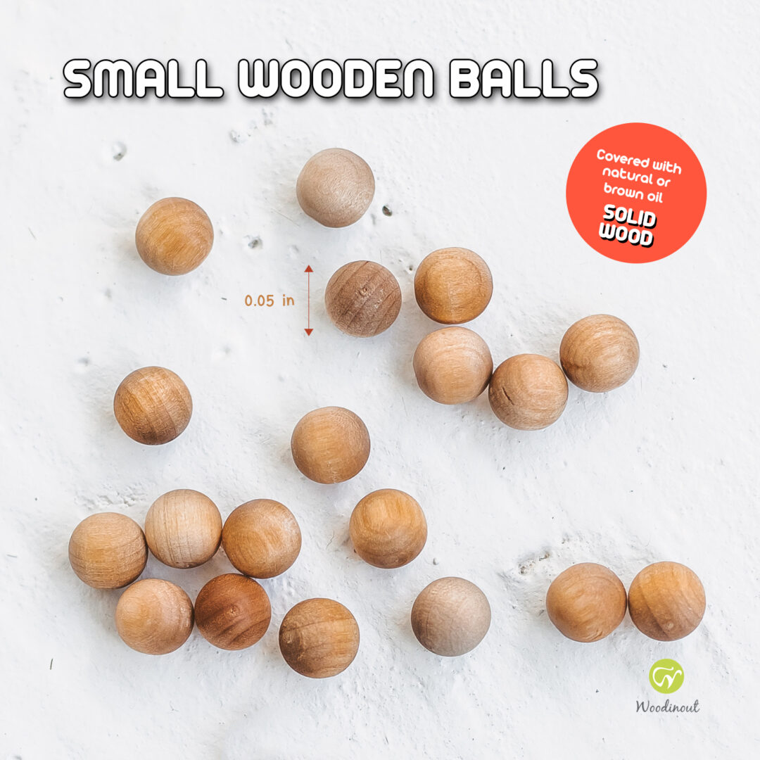 Brown wooden balls by Woodinout , Wooden Montessori toys shop