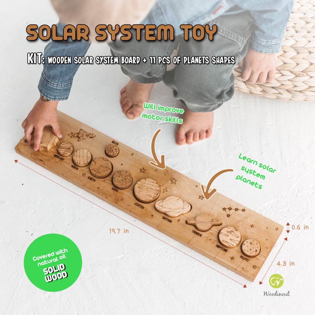 Wooden solar system toy by Woodinout Science toys