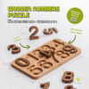 natural Wooden Numbers Puzzle. Montessori math material for Valuable family time