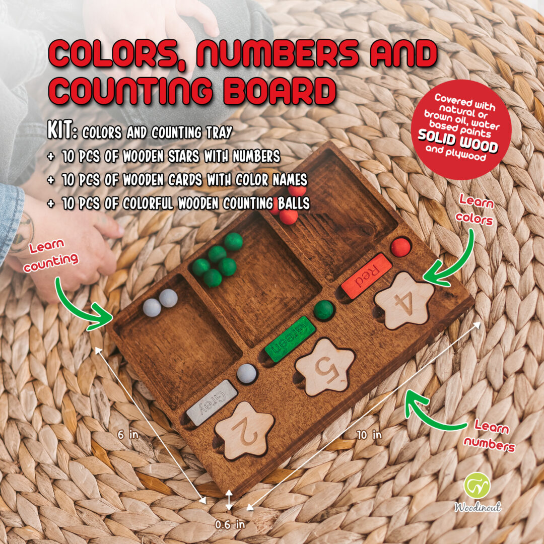 Woodinout wooden Colors, numbers and counting board