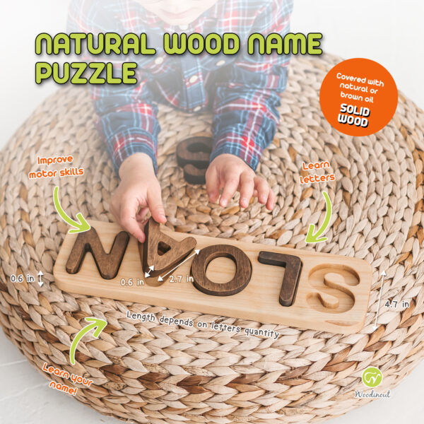 Wooden custom / personalized name puzzle by Woodniout Montessori toys