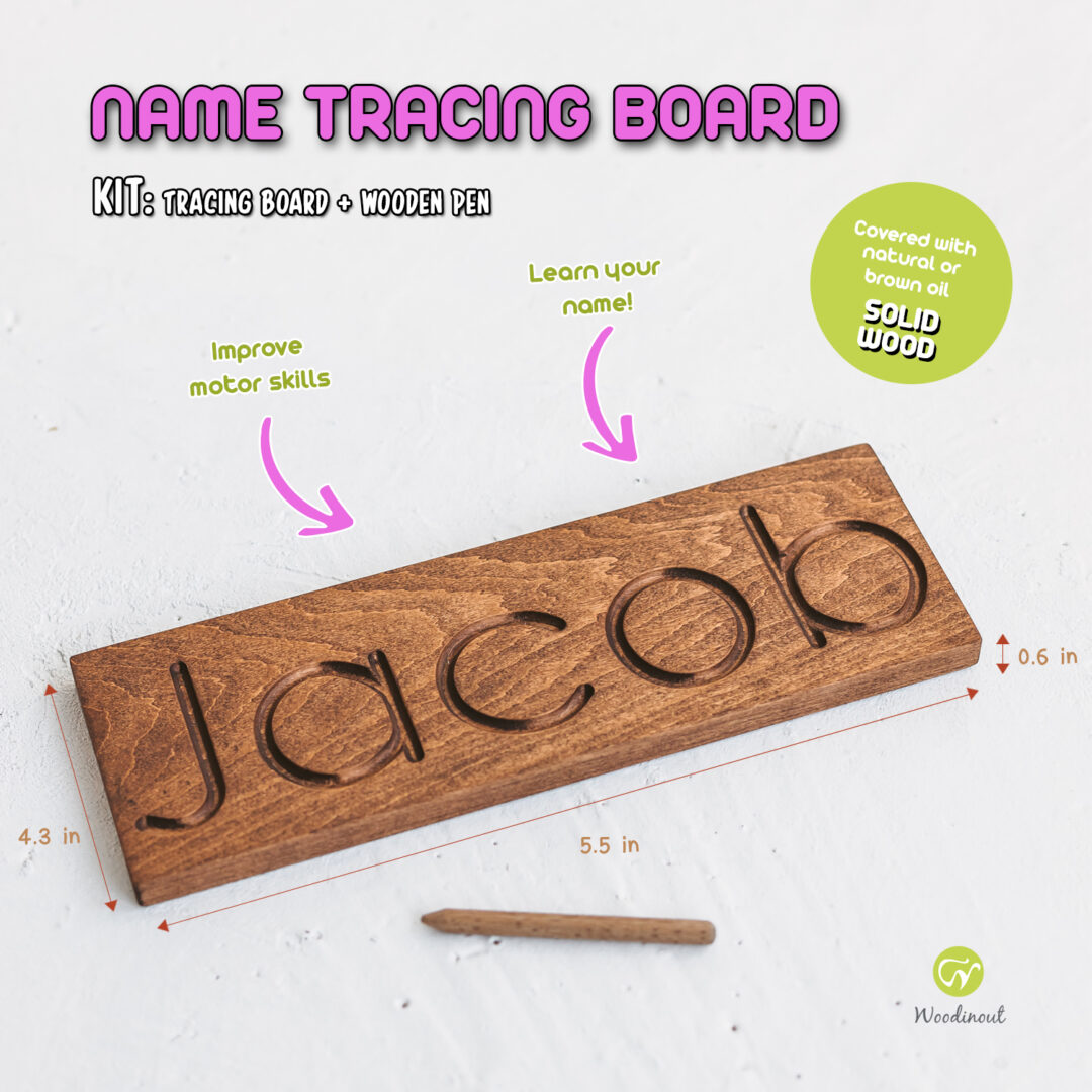 Wooden Tracing board name sign - Woodinout © Learning toys