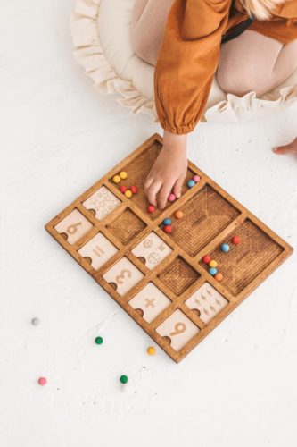 Montessori math material Wooden counting tray 2x5