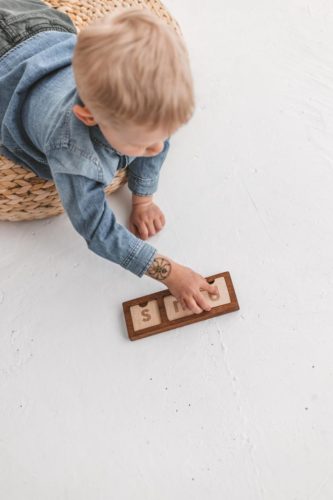 Wooden junior scrabble boards kit - spelling game by Woodinout Learning toys