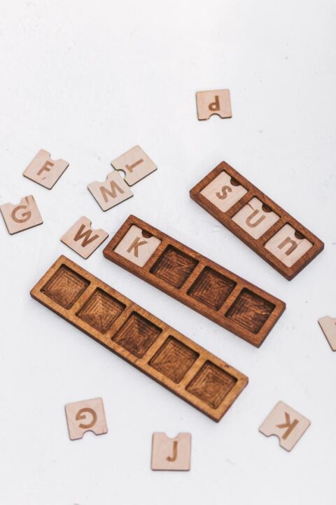 Wooden junior scrabble boards kit - spelling game by Woodinout Learning toys