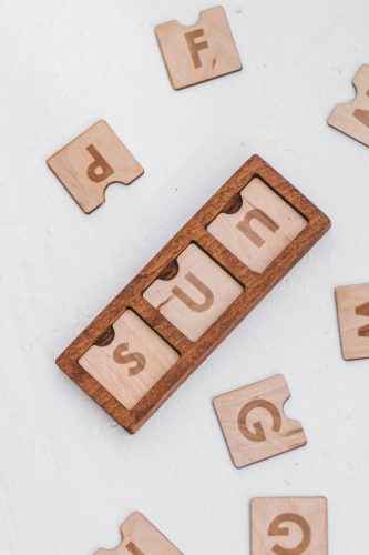 Wooden junior scrabble boards kit - spelling game by Woodinout Learning toys