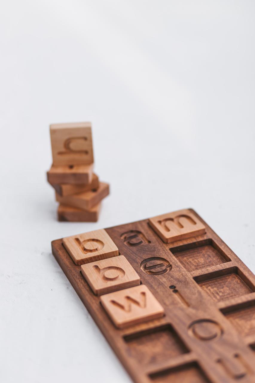 family words. Wooden junior scrabble board - spelling game by Woodinout Learning toys