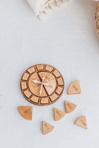 Learn telling the time for kids with this super cool wooden clock