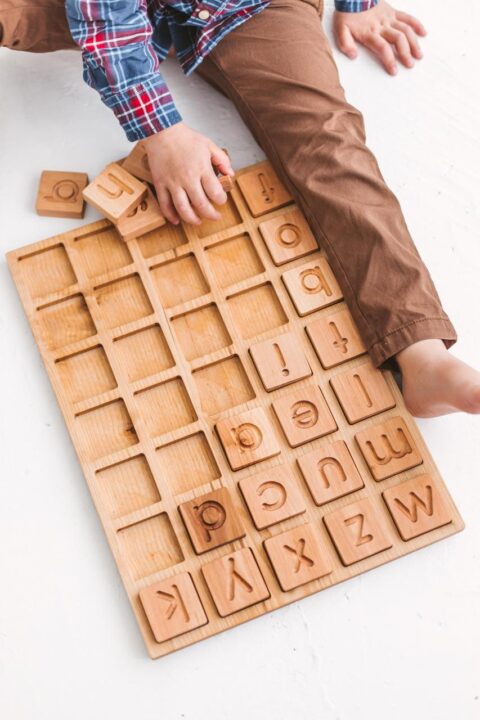 Big 5x7 Wooden junior scrabble board - spelling game by Woodinout Learning toys