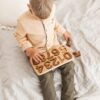 natural Wooden Numbers Puzzle. Montessori math material for Valuable family time