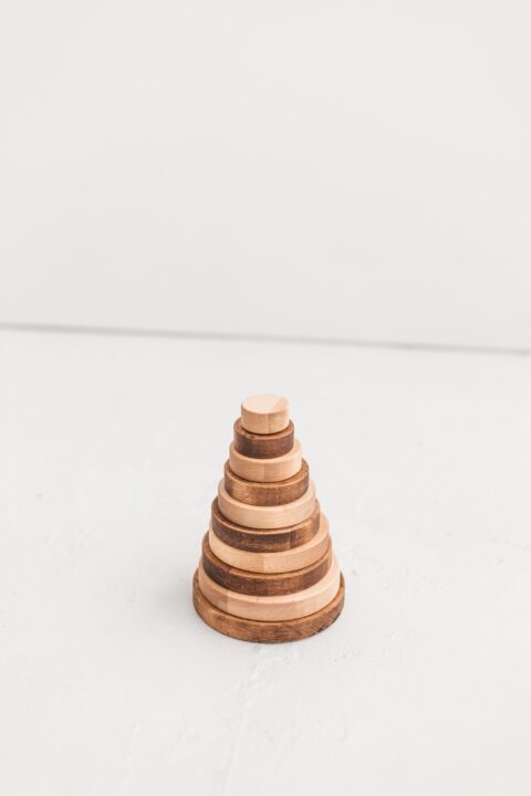 Traditional Montessori wooden ring stacker is the best eco friendly, natural and secure toy for early baby development.